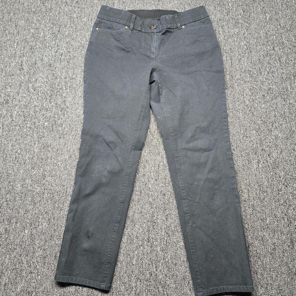 Alfani Womens 6P Petite Pants Black Stretch Twill Mid Rise Casual Work Trouser